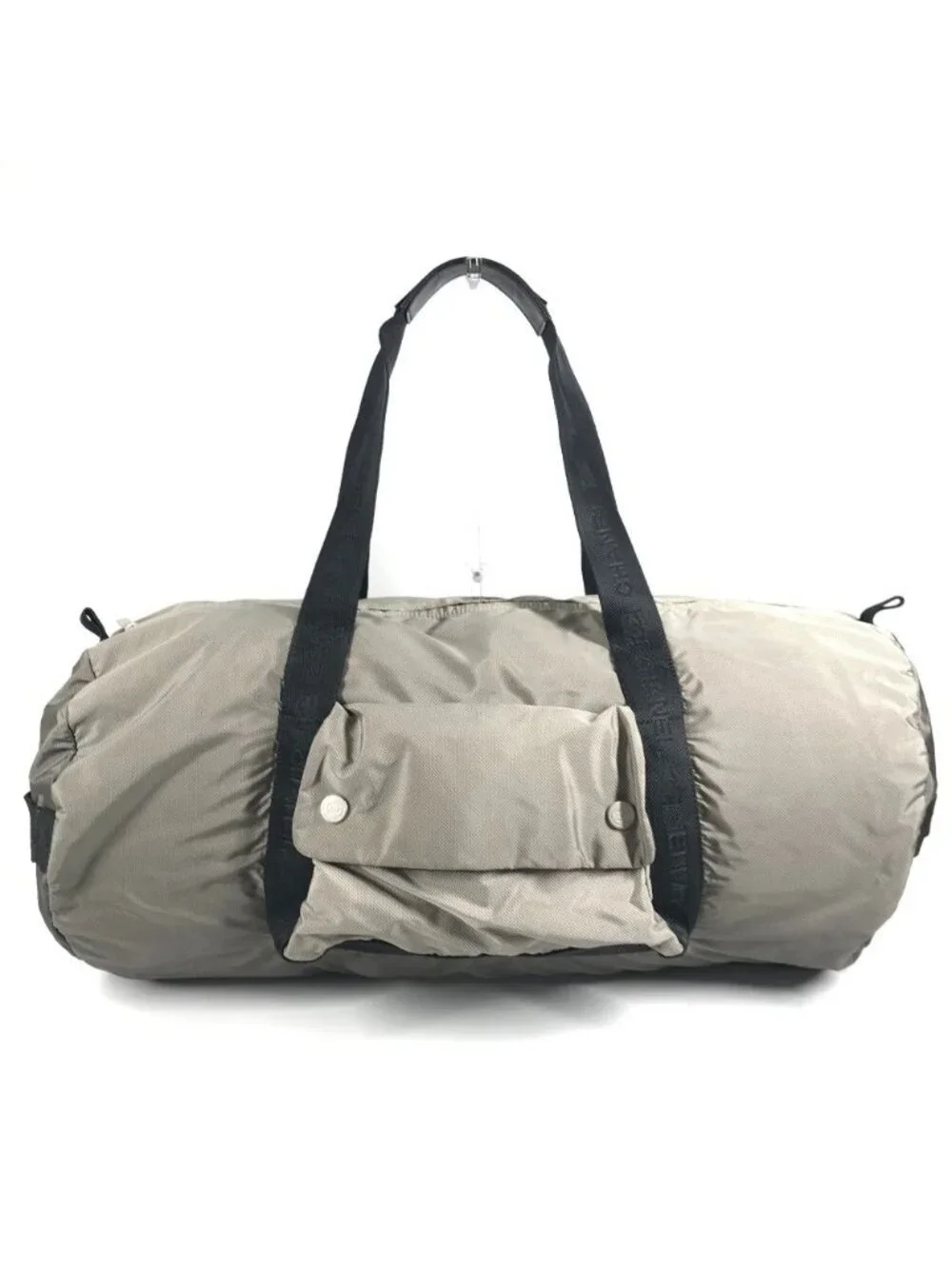 Chanel Boston Bag Logo Nylon Gray